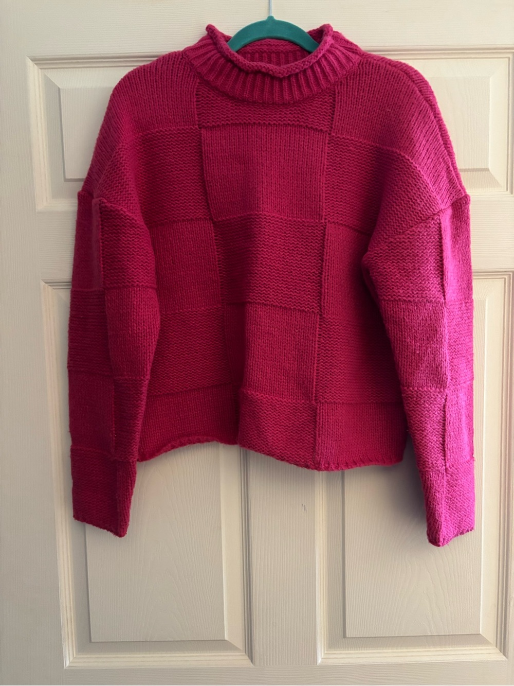 vestique Hot Pink Chunky Mock Neck Sweater